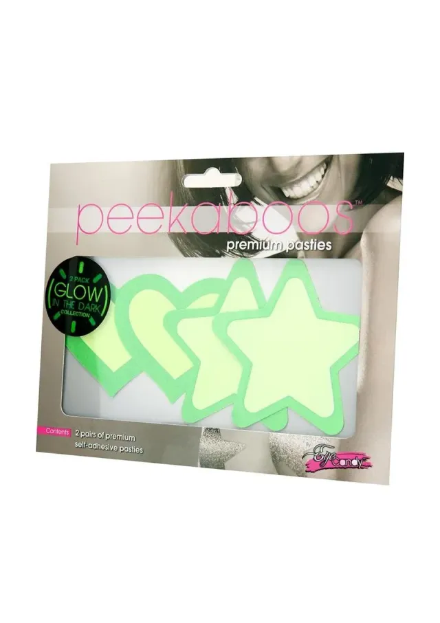 Pleasure Wigs Peekaboos Hearts Stars copricapezzoli fosforescenti