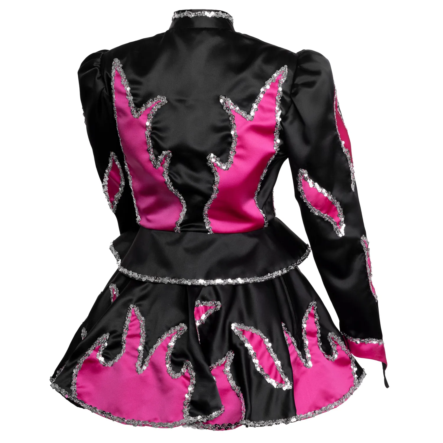 Altenburg abito majorette nero fiamme rosa paillettes