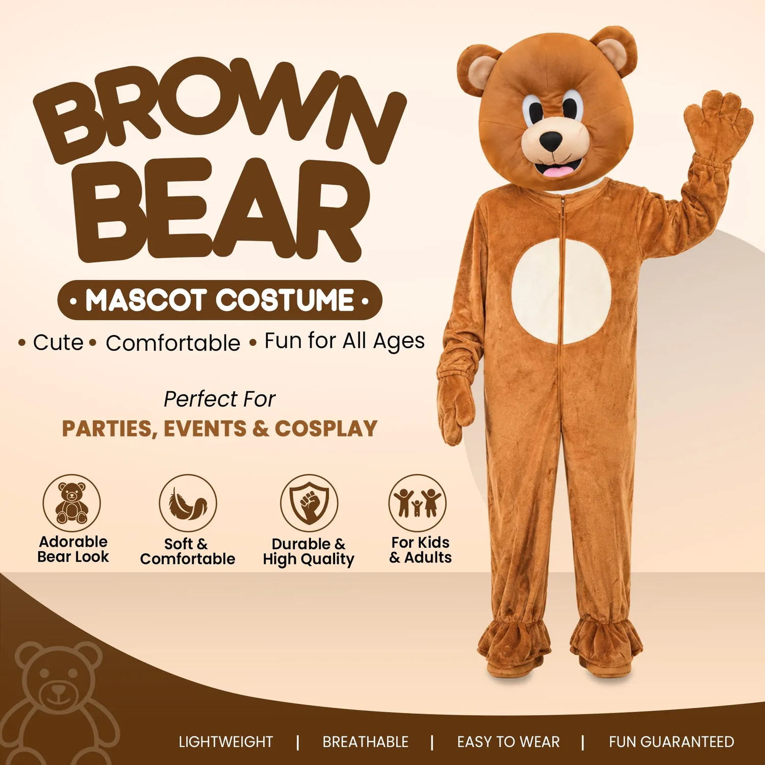 Dress Up America Orso Bruno costume mascotte peluche