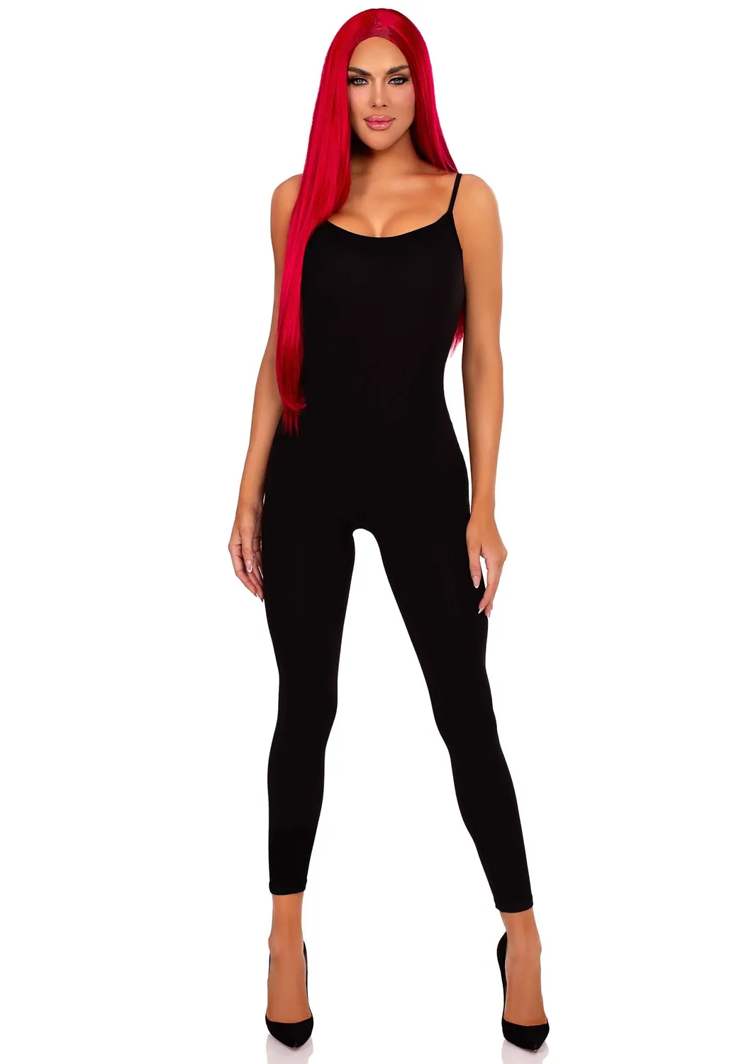 Leg Avenue Center Part parrucca lunga rosa neon liscia
