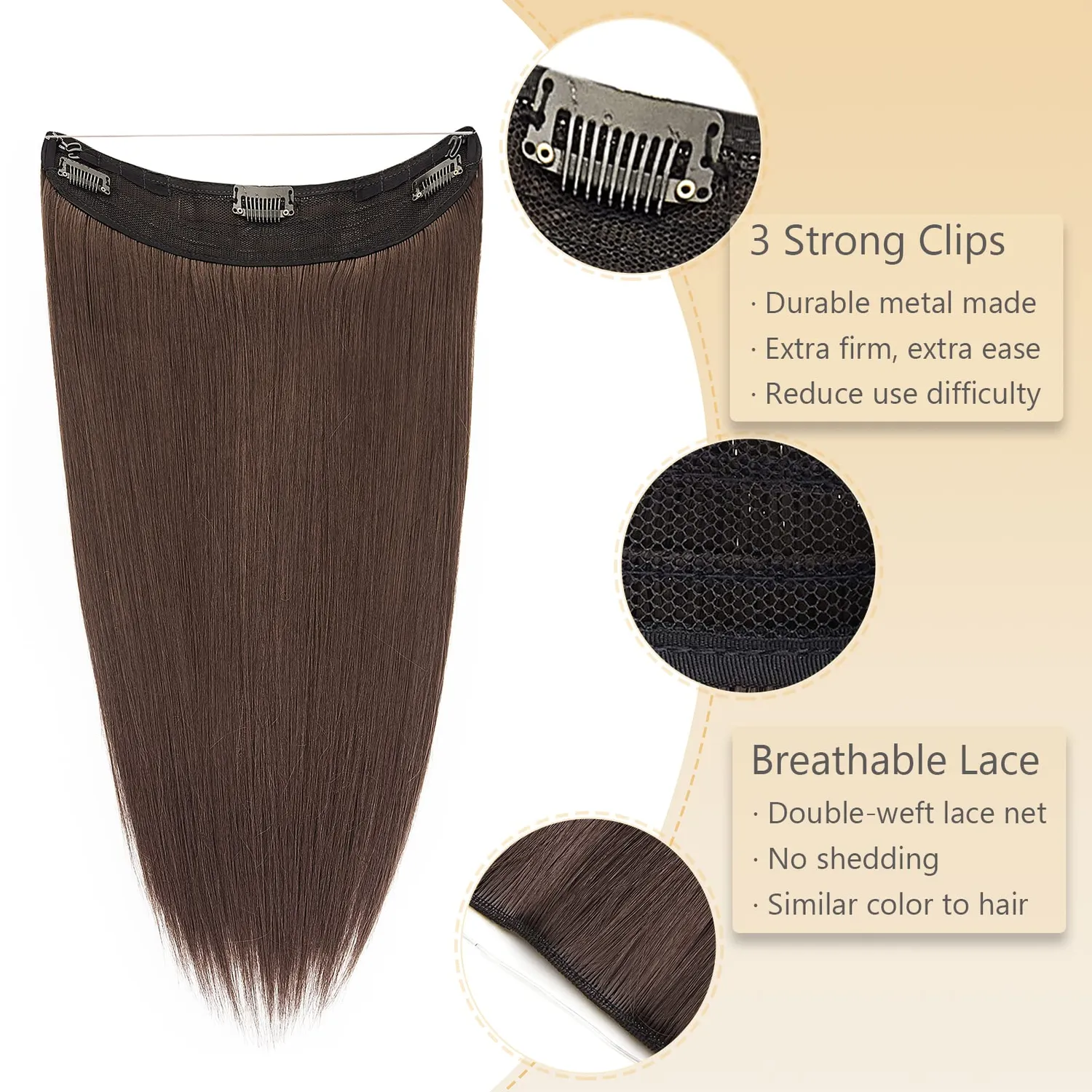 Gairyan extension capelli filo invisibile marrone chiaro 50cm lisci