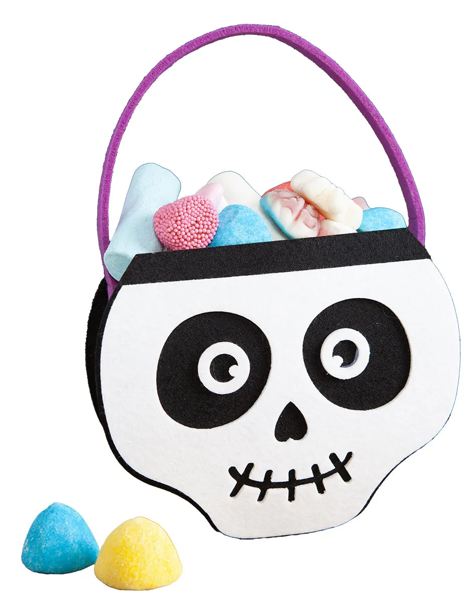 Rubies Skull borsa feltro 16x22 cm porta dolcetti Halloween