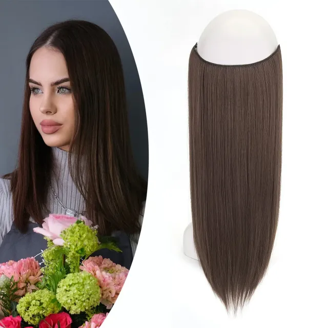 Gairyan extension capelli filo invisibile marrone chiaro 50cm lisci