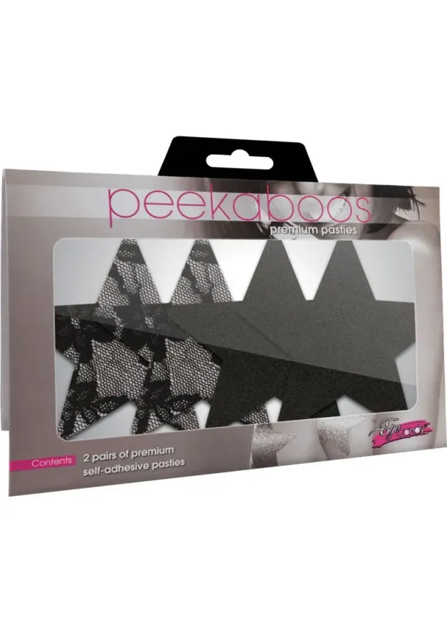 Pleasure Wigs Peekaboos Copricapezzoli Stelle in Raso Nero
