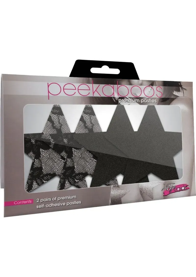 Pleasure Wigs Peekaboos Copricapezzoli Stelle in Raso Nero