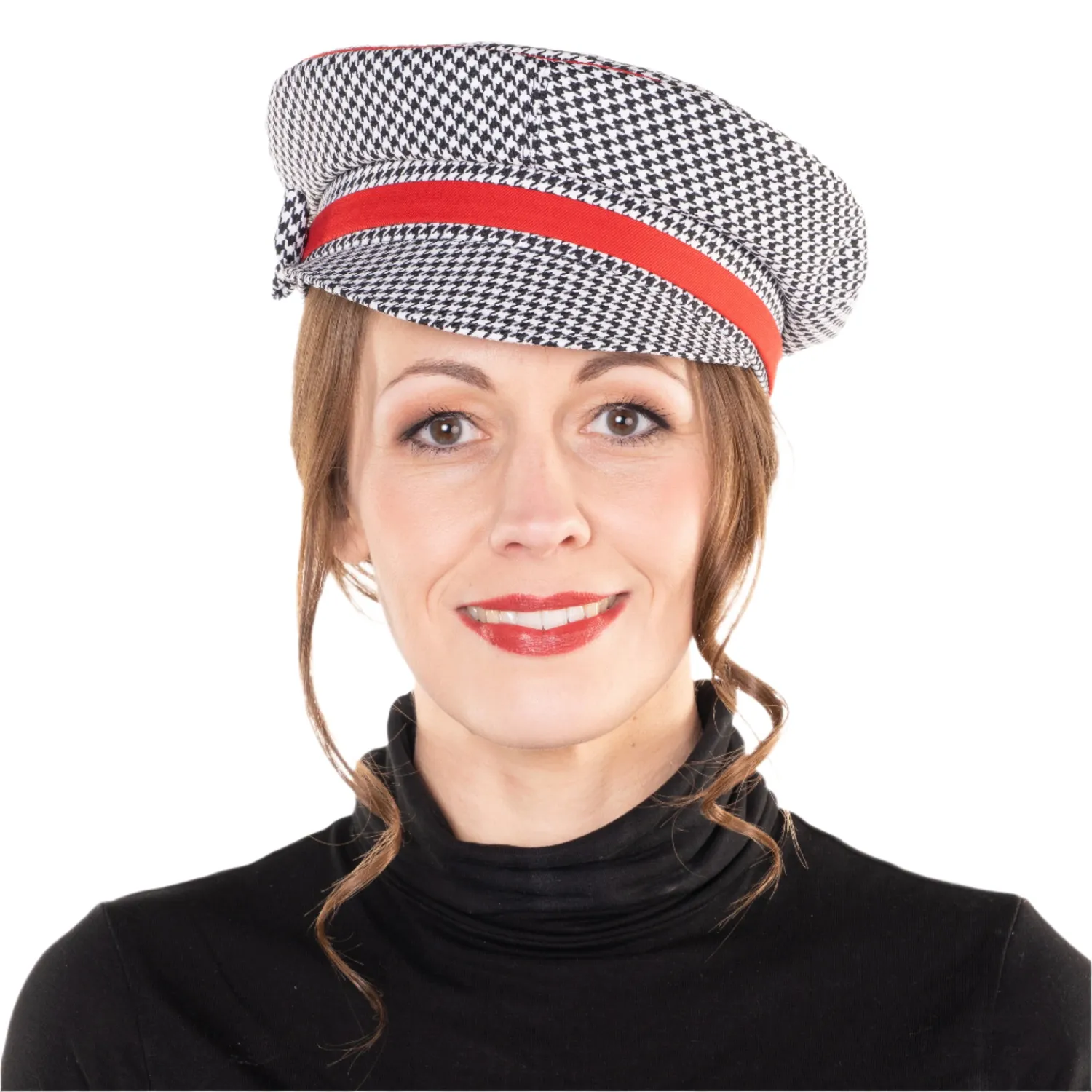 Altenburg Josefine berretto con visiera pied-de-poule rosso