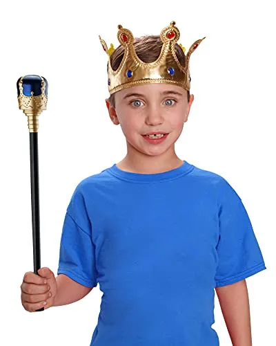 Dress Up America Corona Oro scettro blu bimbi