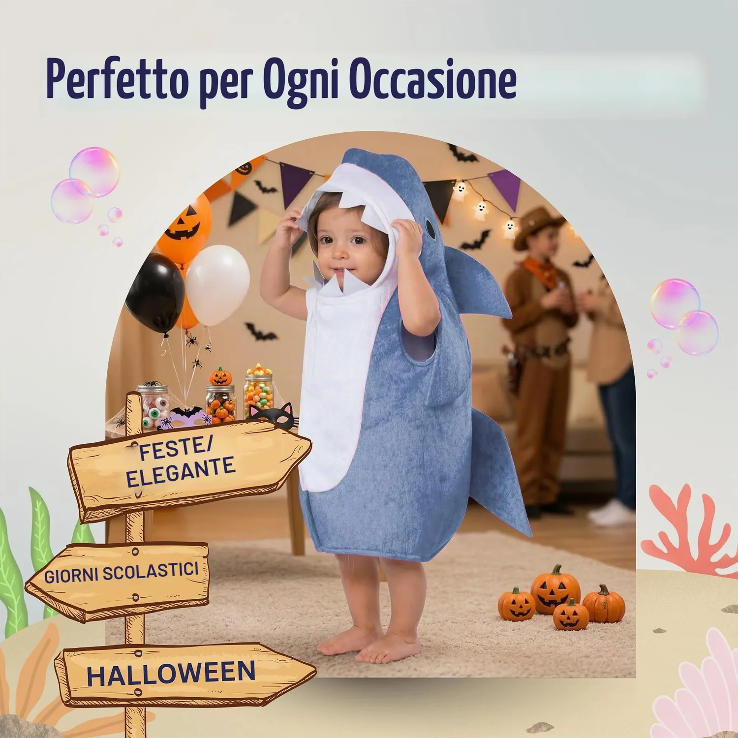 Dress Up America Costume Squalo Blu Bambino 3-4 Anni Morbido