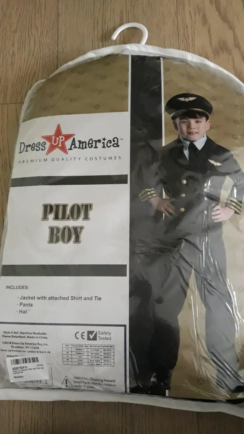 Dress Up America Pilot Costume Bambino 8-10 Anni Giacca Cappello
