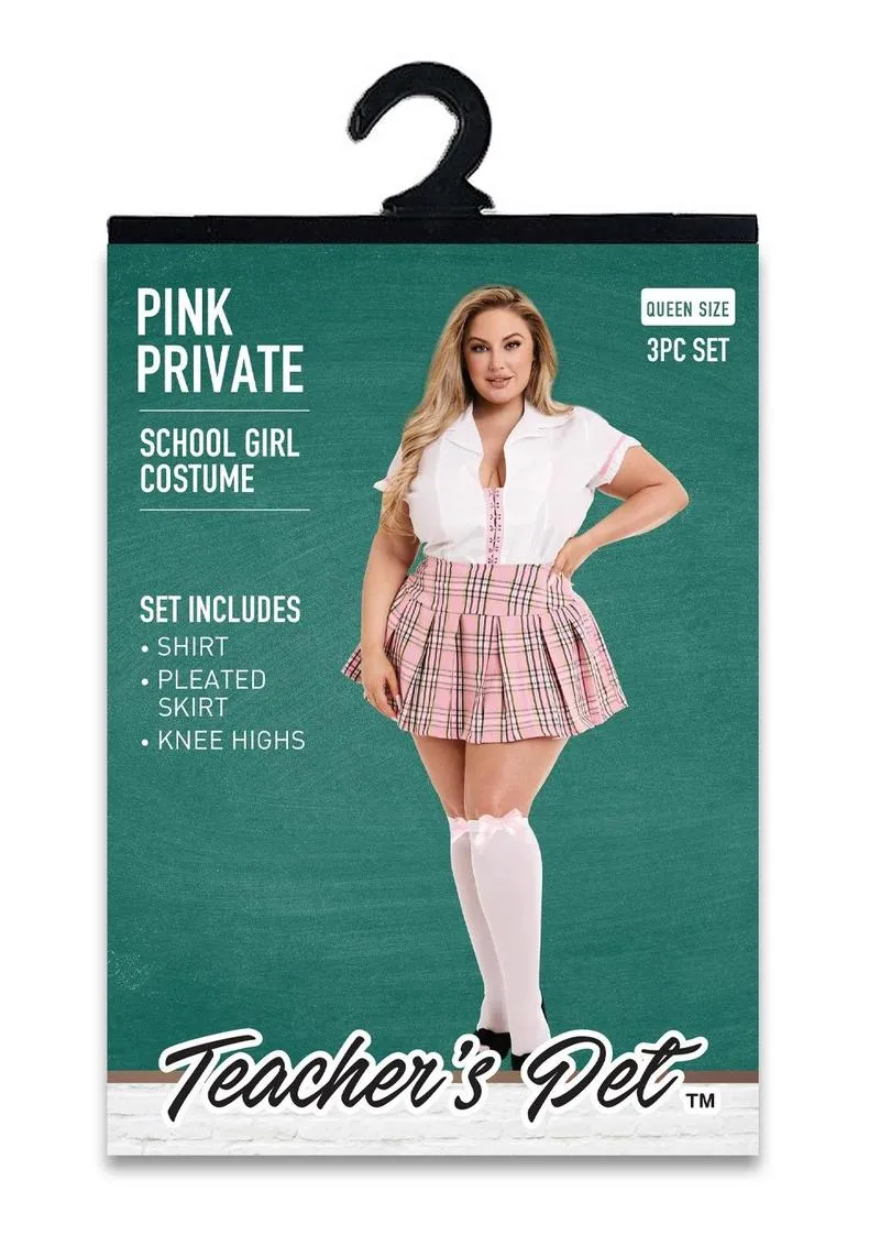 Pleasure Wigs Teacher's Pet costume scolaretta rosa 3 pezzi