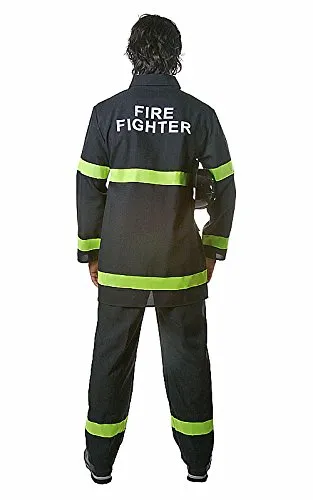 Dress Up America Costume Vigile Fuoco Nero Adulto XXL 3 Pezzi