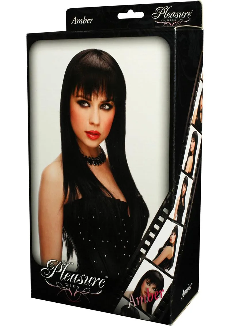 Pleasure Wigs Amber parrucca nera con frangia