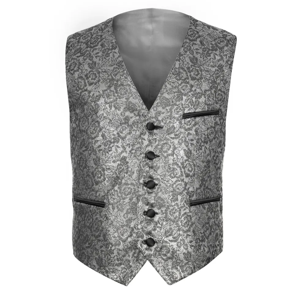 Altenburg gilet argento motivo rose barocco elegante nozze