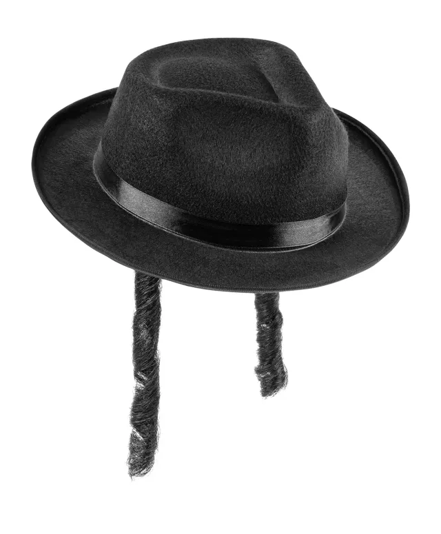 Dress Up America Fedora Nero Riccioli Laterali Cappello Taglia Unica