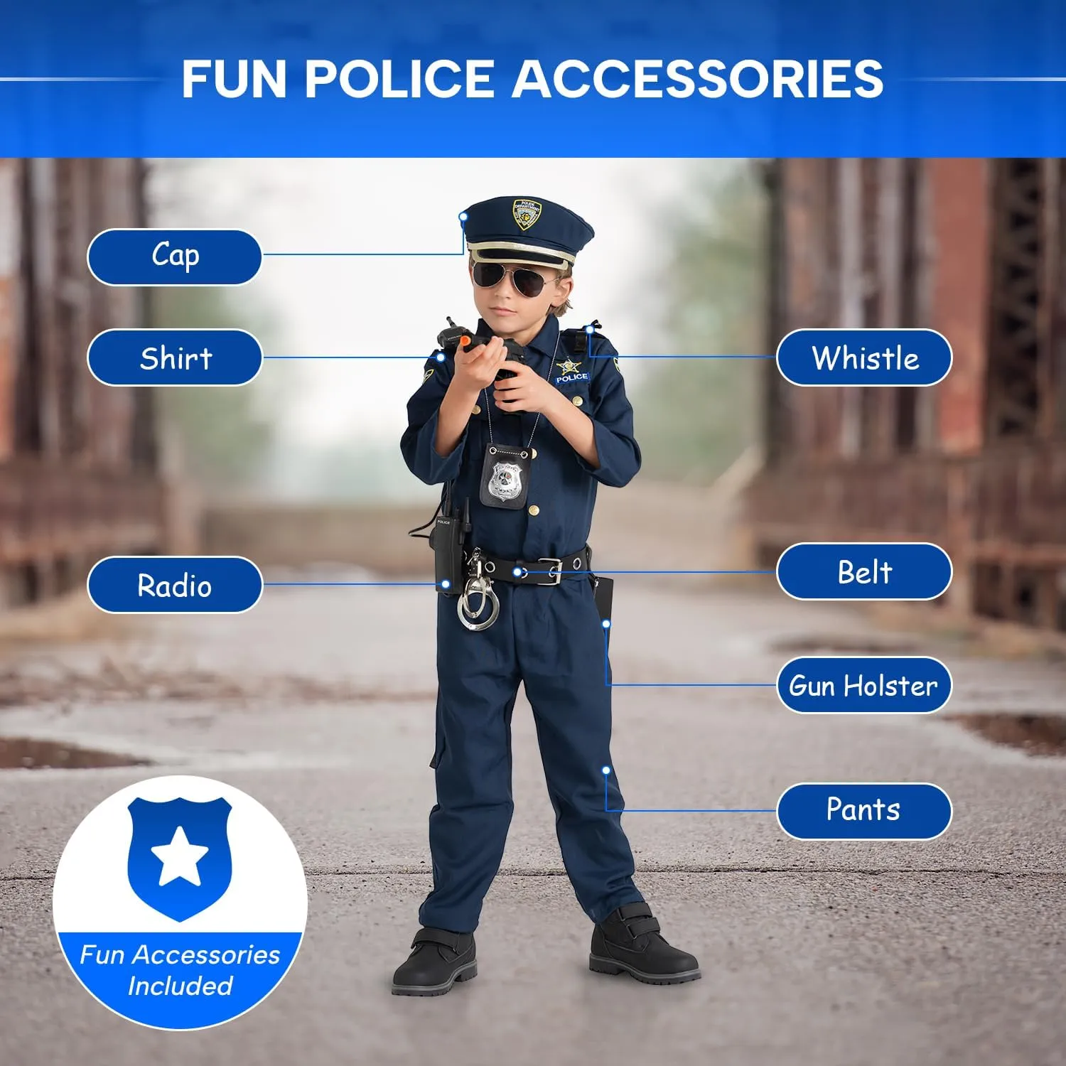 Dress Up America Costume Poliziotto Bambino 3-4 Anni Set Completo
