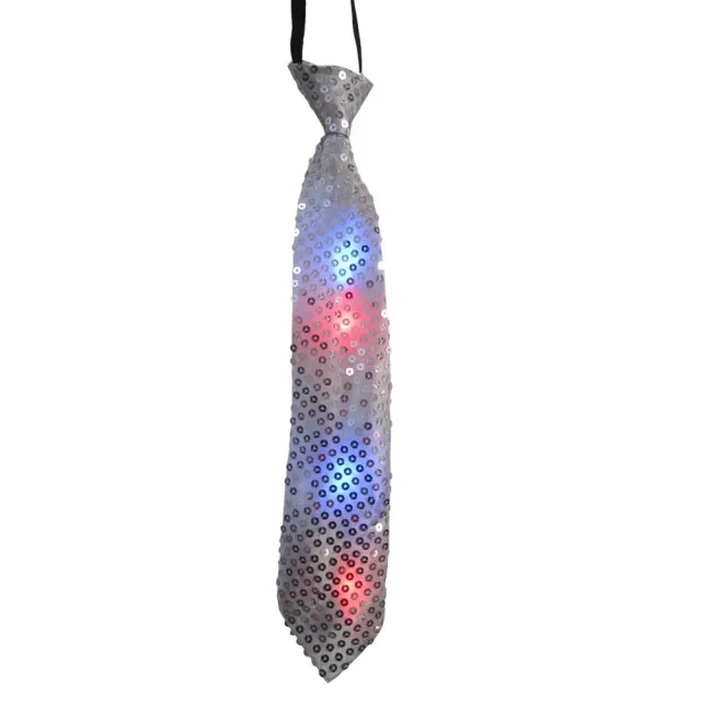 Dress Up America cravatta LED argento con paillettes