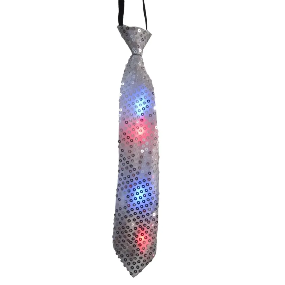 Dress Up America cravatta LED argento con paillettes