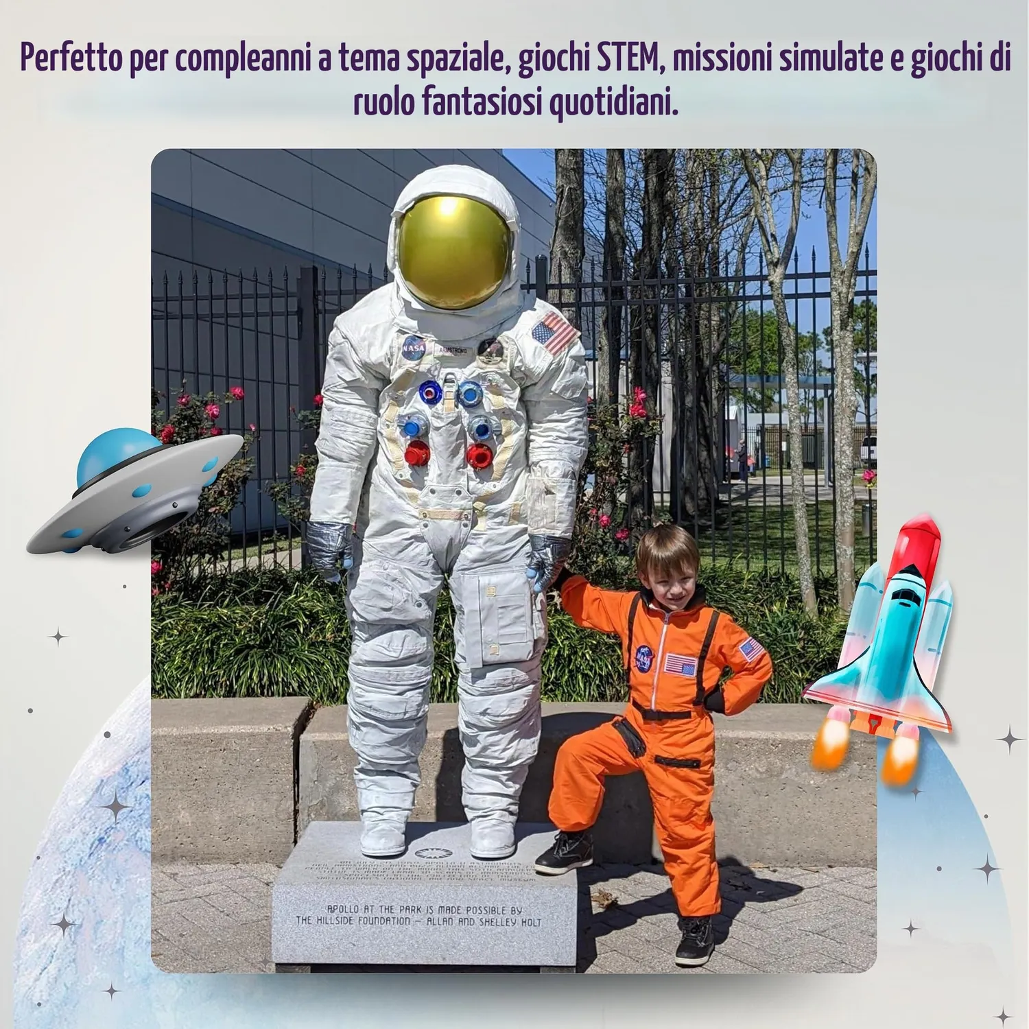 Dress Up America Costume Astronauta NASA Bambino 3-4 Anni Bianco