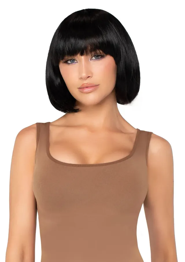 Leg Avenue Short Natural Bob parrucca nera corta mento