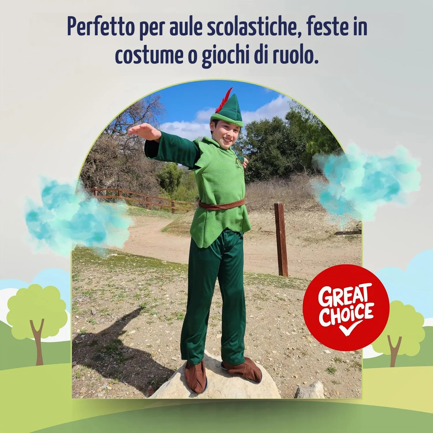Dress Up America Peter Pan Costume Cacciatore 3-4 Anni Verde