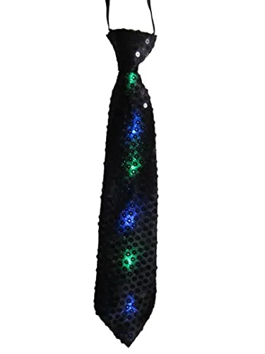 Dress Up America cravatta LED argento con paillettes