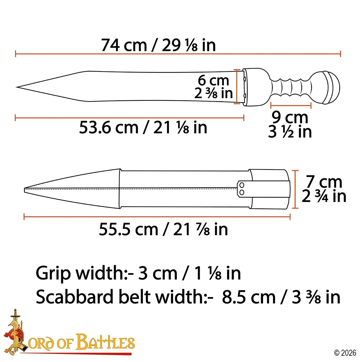 Medieworld Roman Gladius spada acciaio EN45