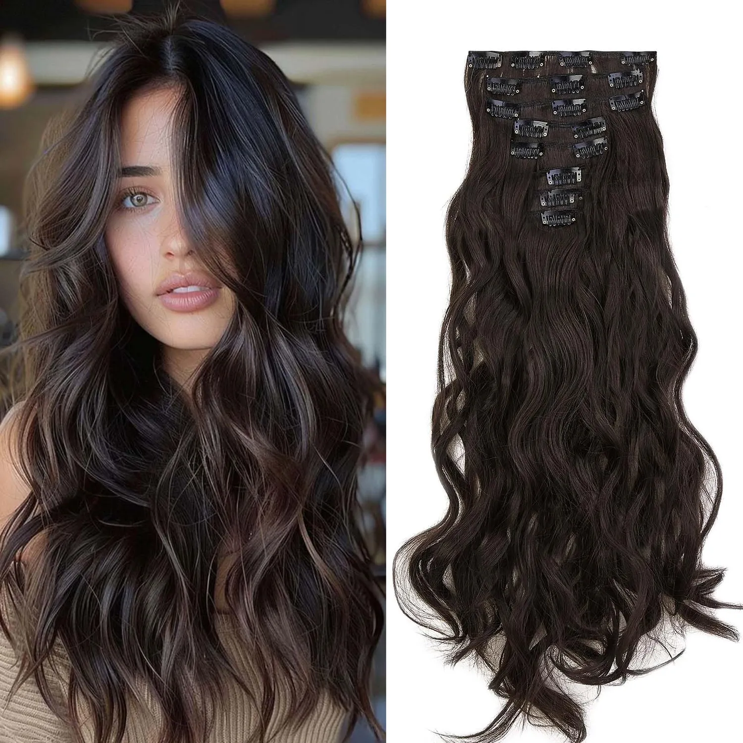 Gairyan extension clip ondulate 50cm biondo chiaro 7 pezzi