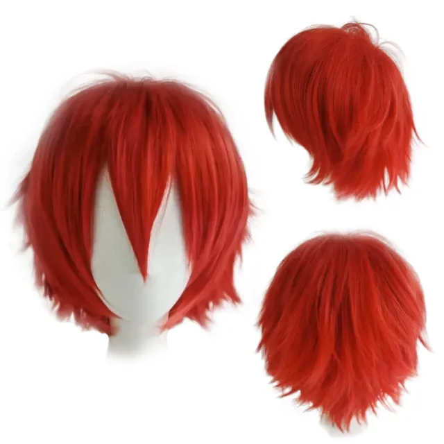 Gairyan Parrucca Rossa Corta Cosplay Sintetica con Frangia Unisex