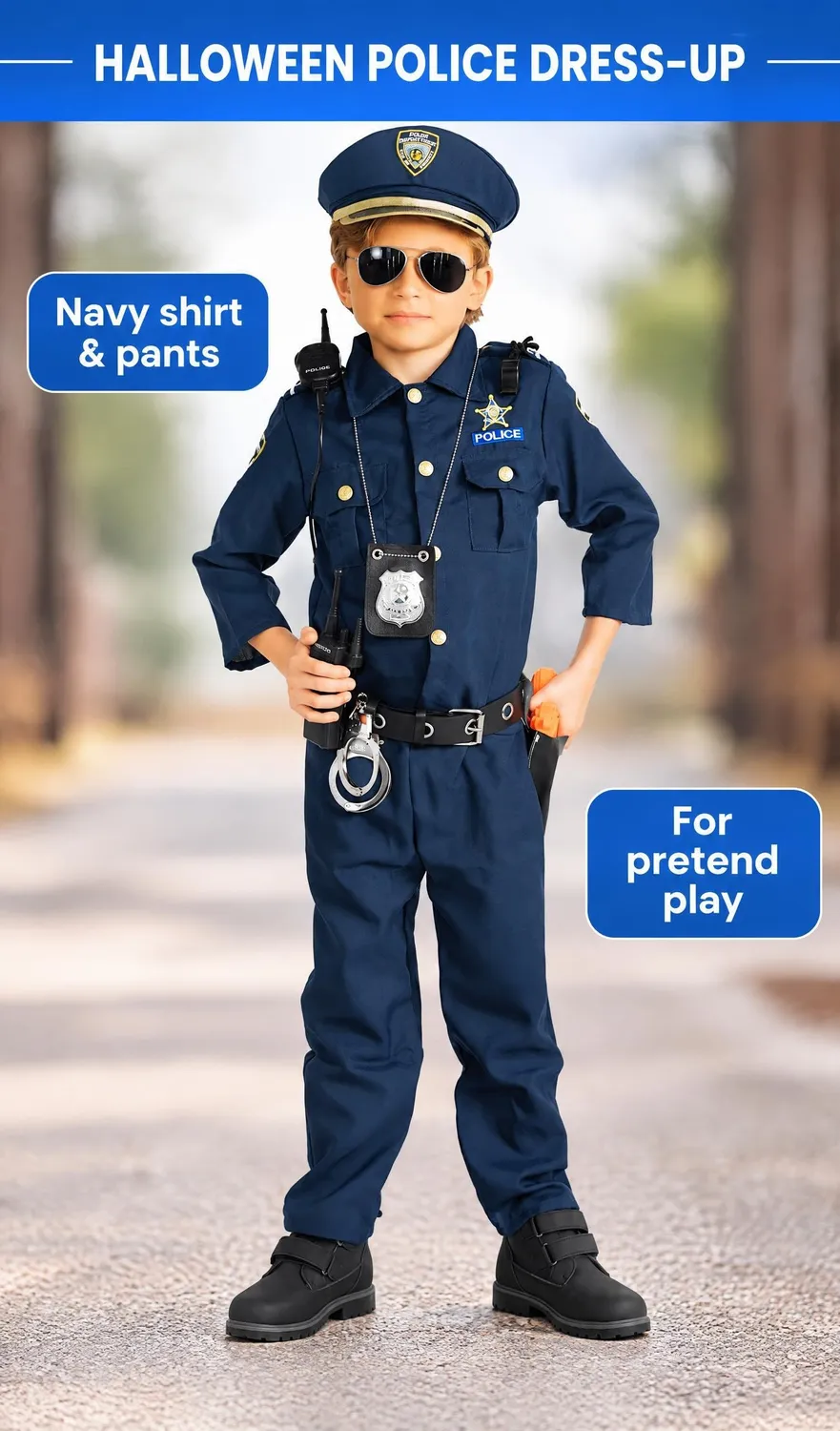 Dress Up America Costume Poliziotto Bambino 3-4 Anni Set Completo