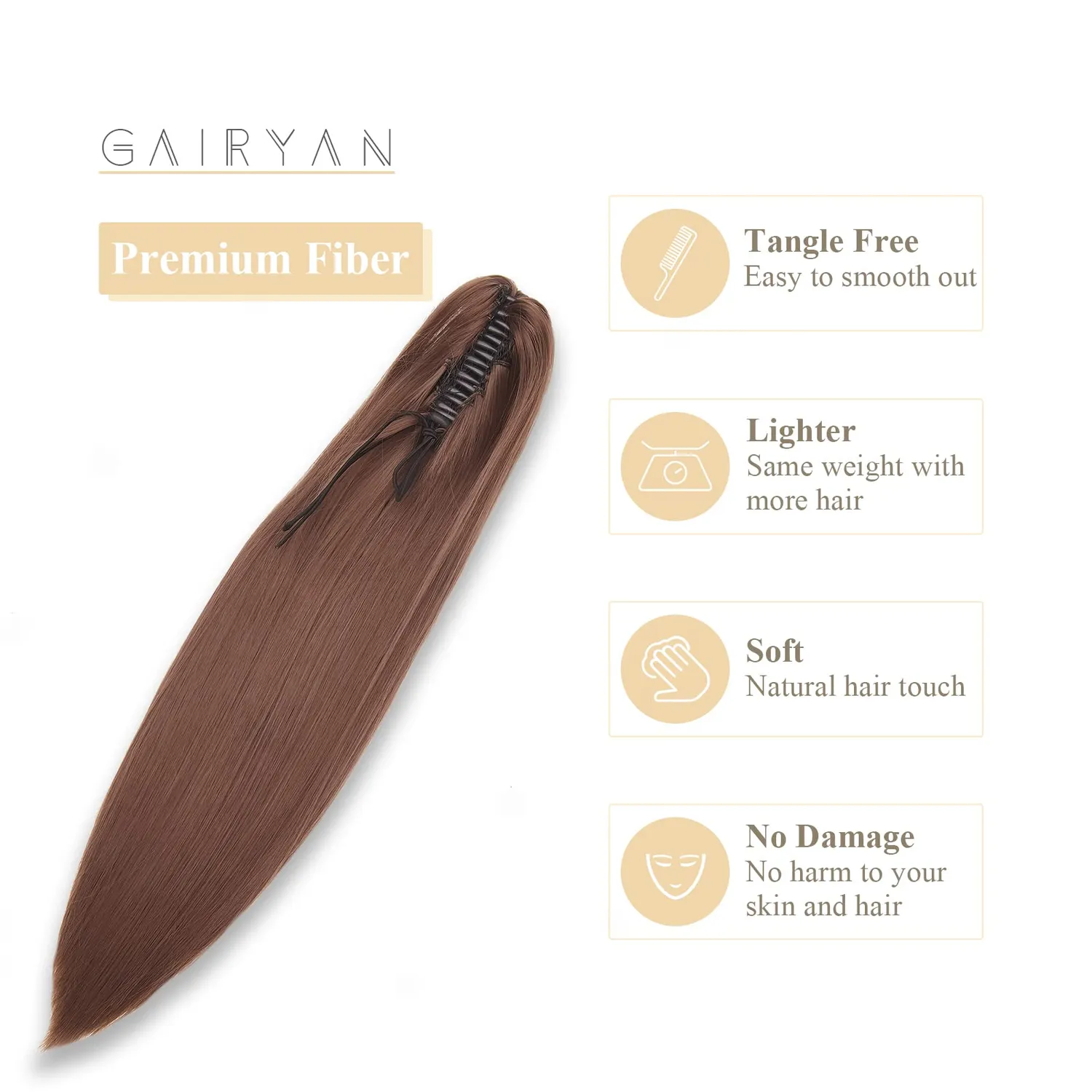 Gairyan Coda extension con pinza 52cm liscia auburn scuro