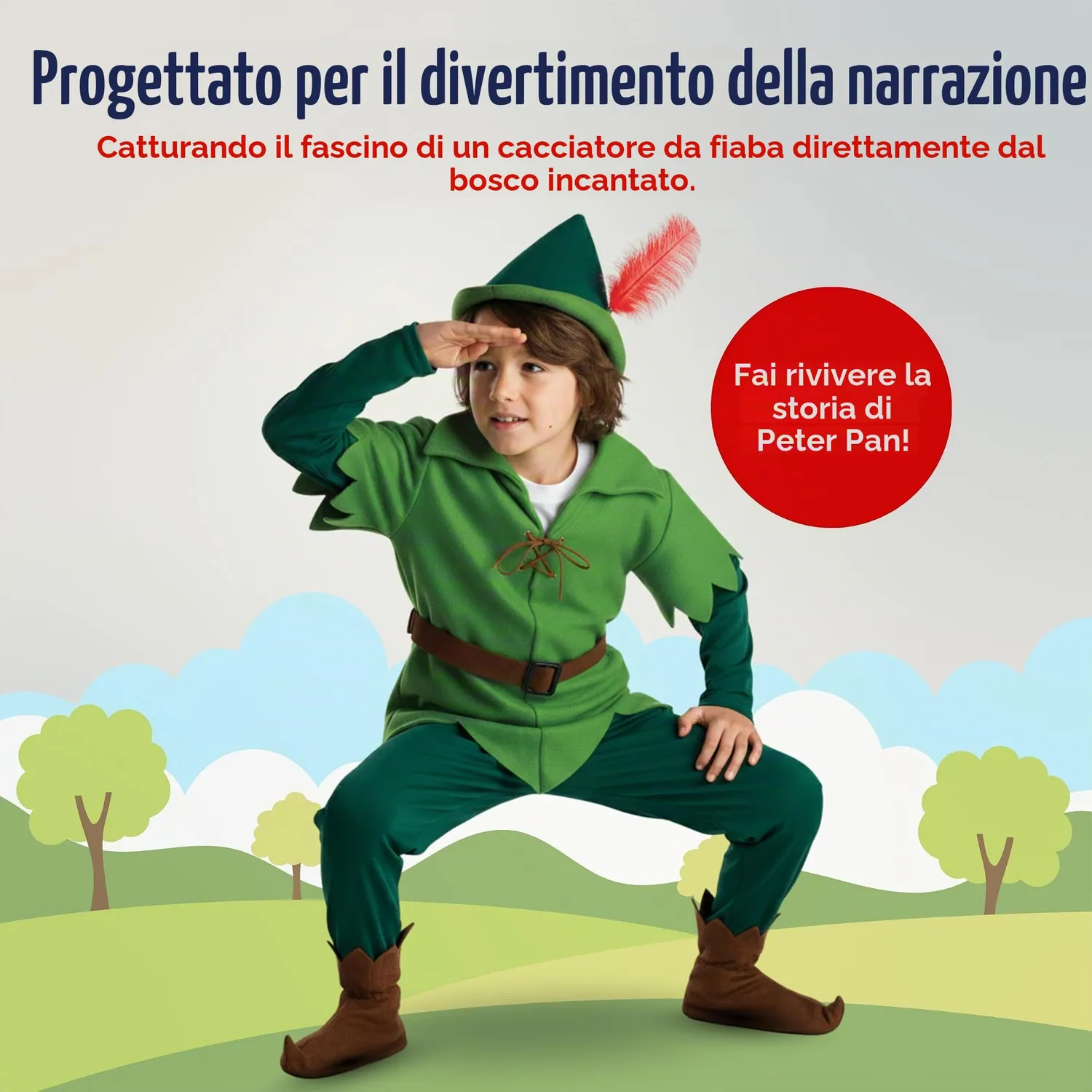 Dress Up America Peter Pan Costume Cacciatore 3-4 Anni Verde