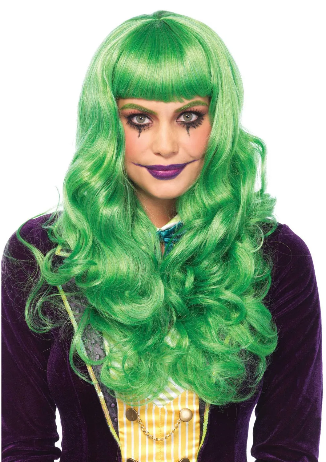Leg Avenue Misfit parrucca ondulata verde blu frangia lunga