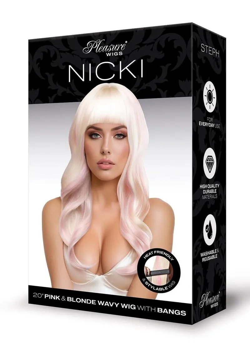 Pleasure Wigs Nicki parrucca rosa pastello platino lunga