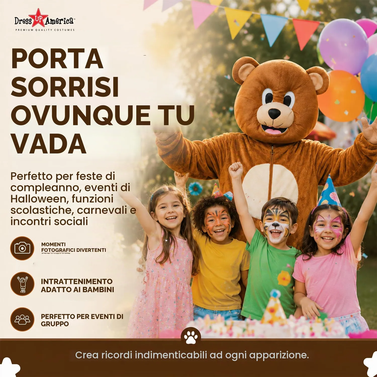 Dress Up America Orso Bruno costume mascotte peluche