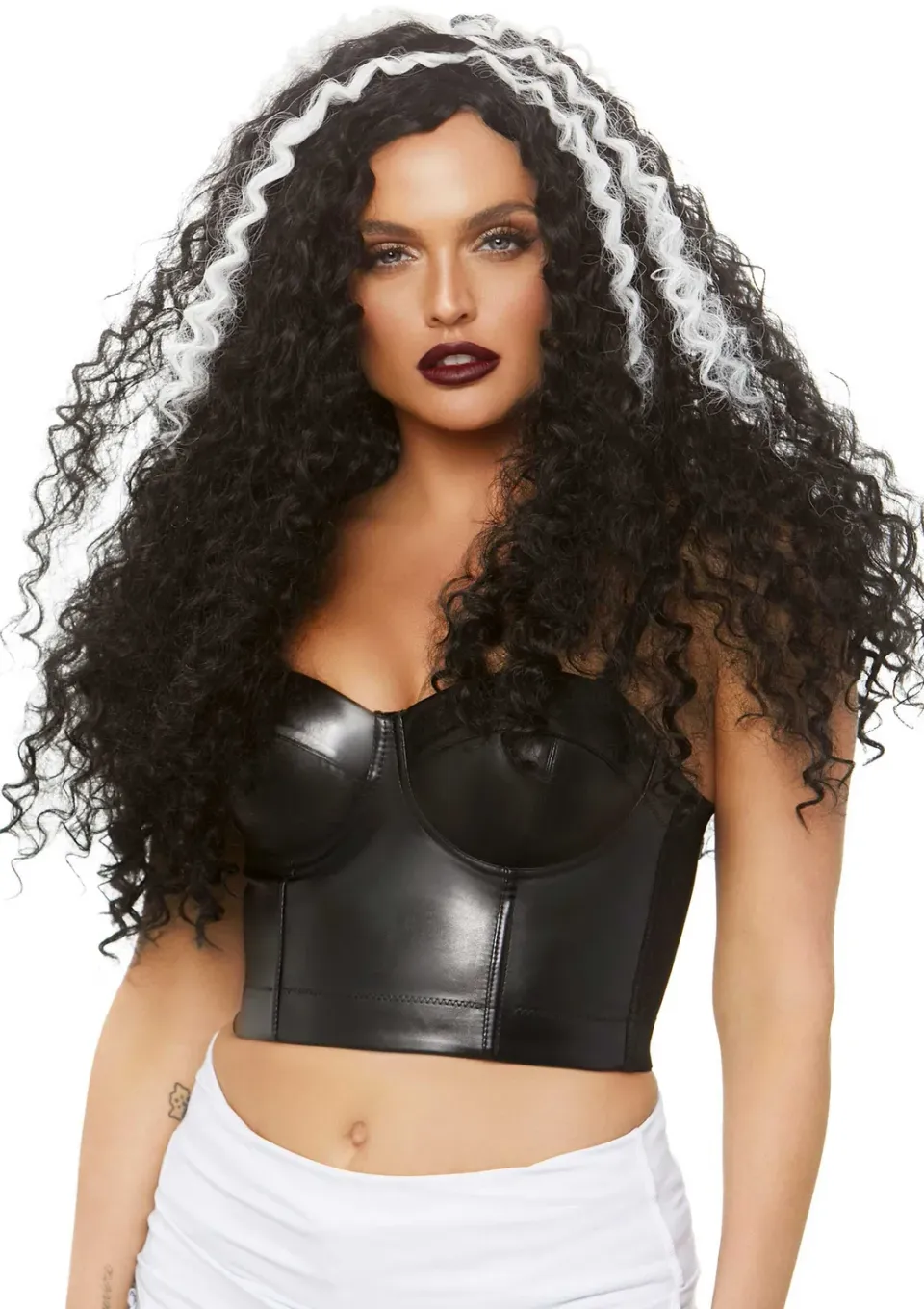 Leg Avenue Long Curly parrucca riccia lunga nero bianco boccoli