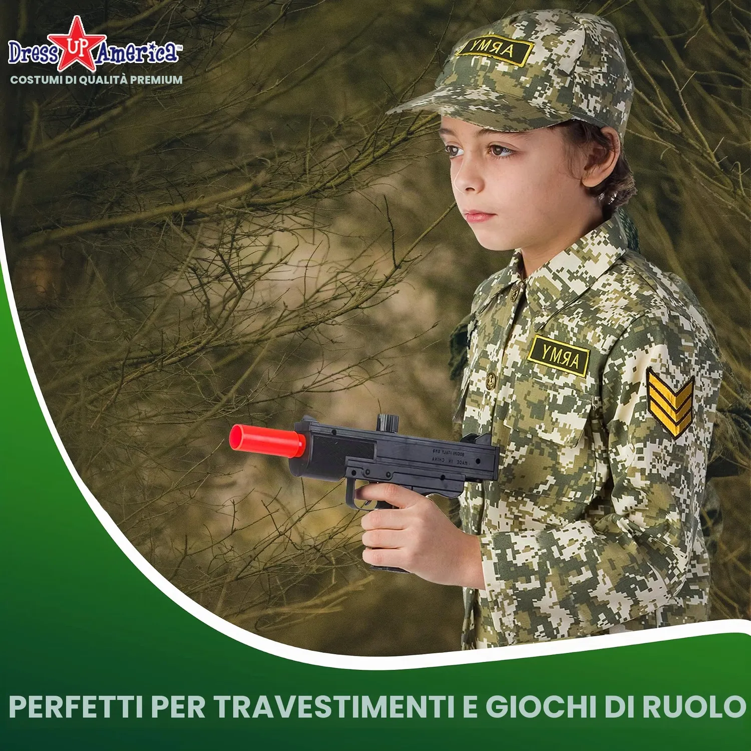 Dress Up America Costume Esercito Bambini 3-6 Anni Camicia