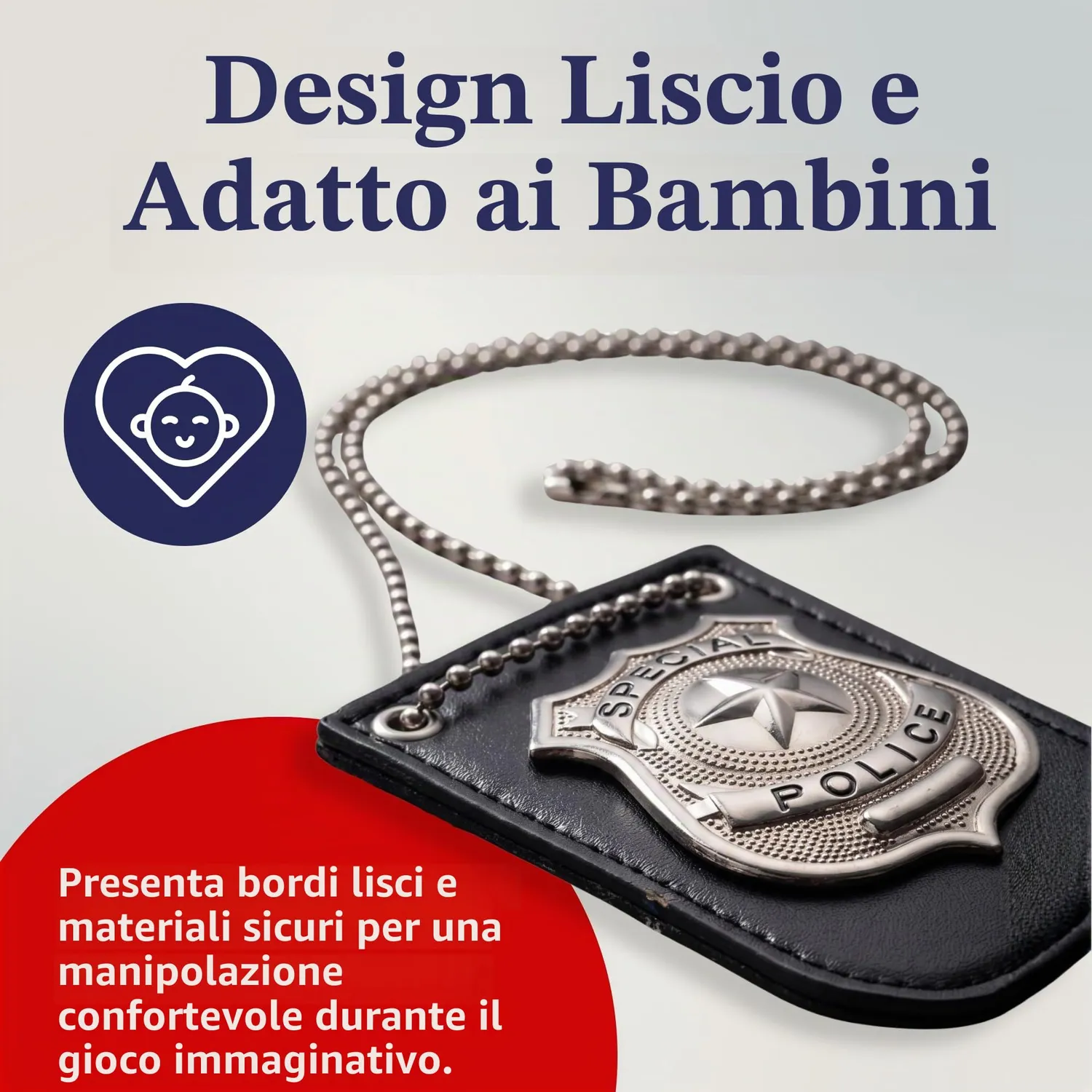 Dress Up America distintivo polizia bambino con catena e clip