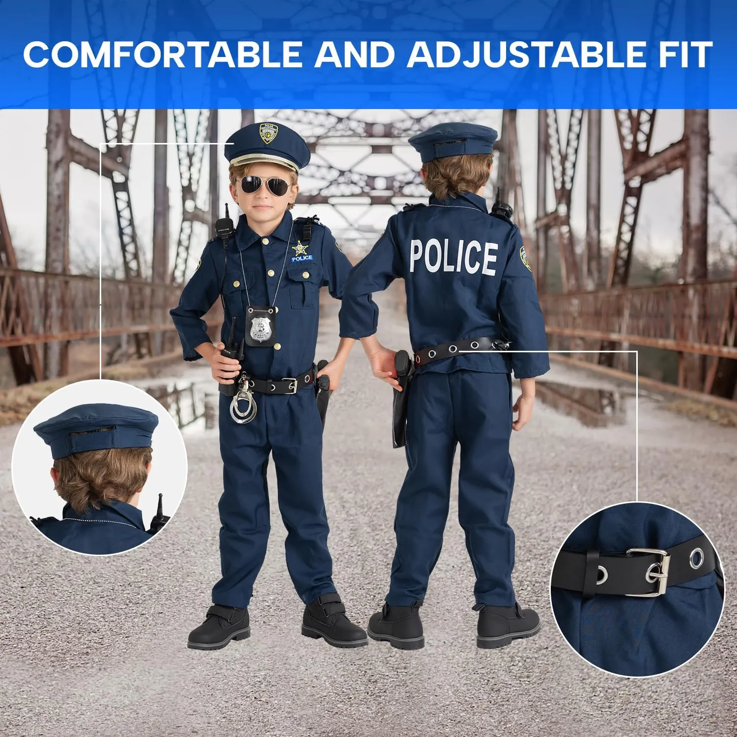 Dress Up America Costume Poliziotto Bambino 3-4 Anni Set Completo