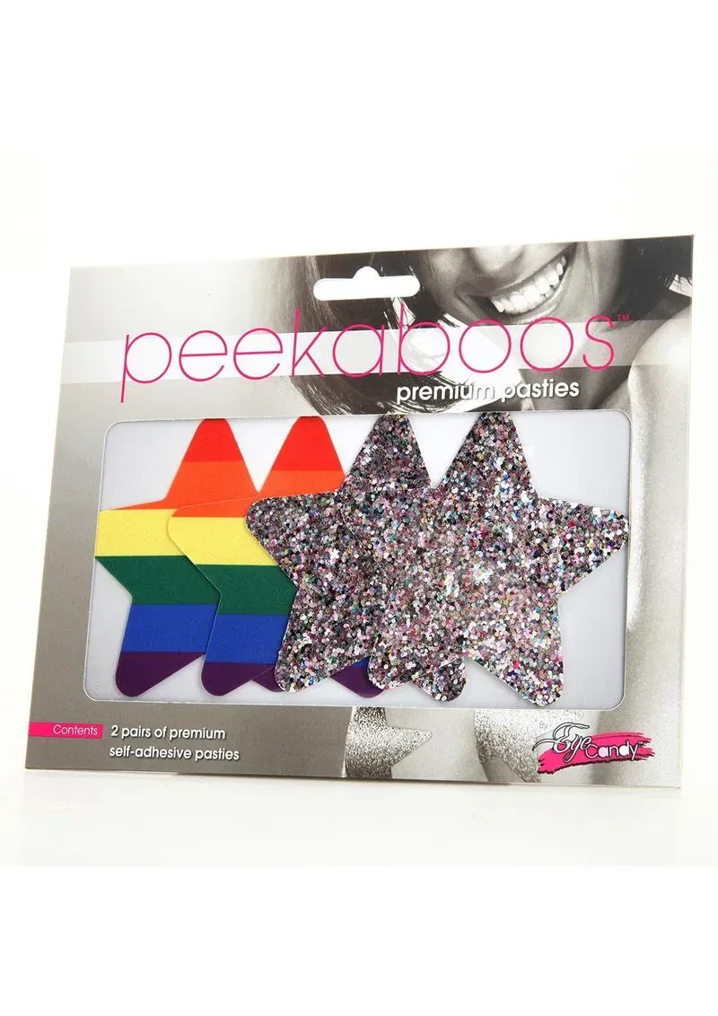 Peekaboos Pride Rainbow copricapezzoli stelle glitter 2 paia