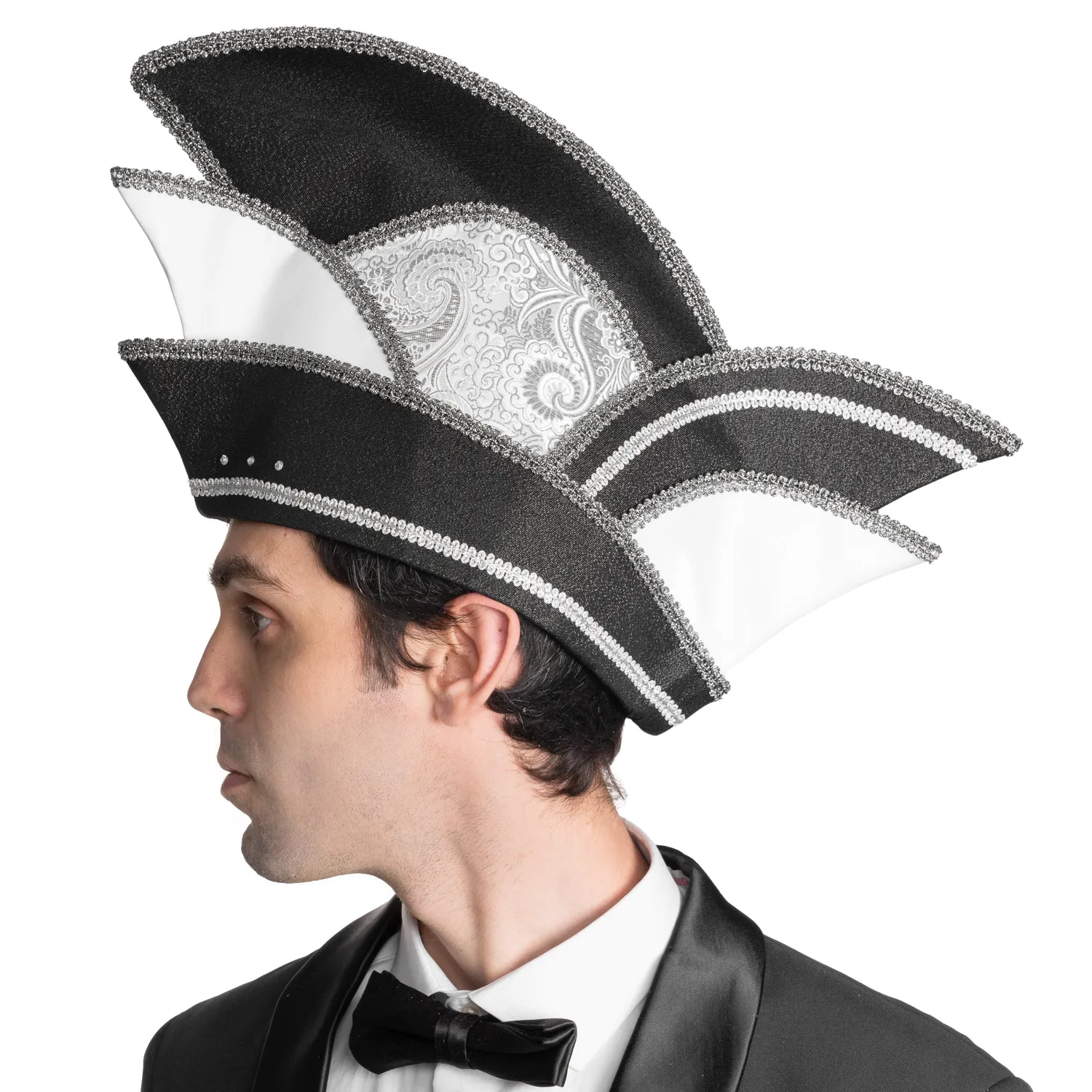 Altenburg berretto comitato raso nero paisley argento