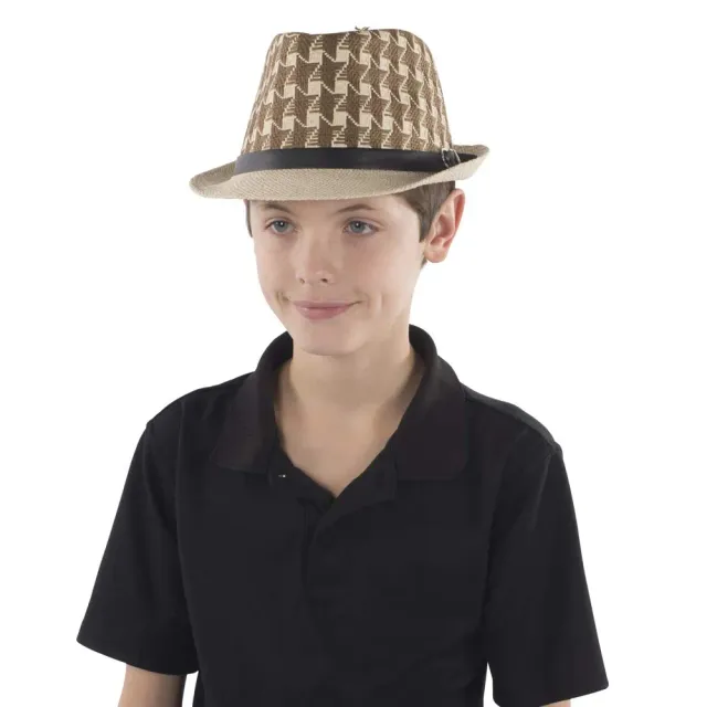 Dress Up America Cappello Fedora Scozzese Marrone taglia unica