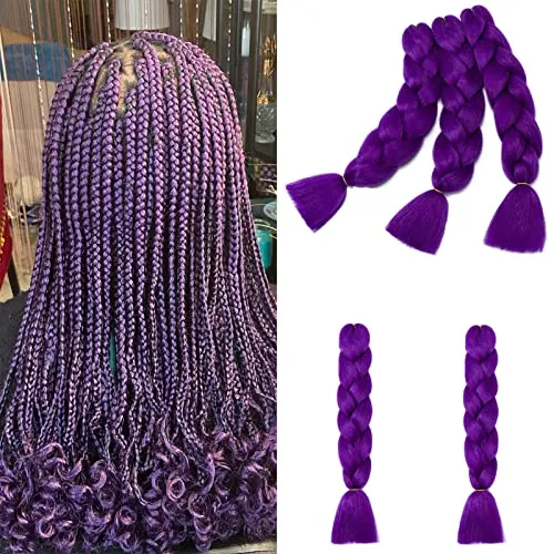 Gairyan Treccine Jumbo Braids Viola Scuro 60cm 5 Pezzi