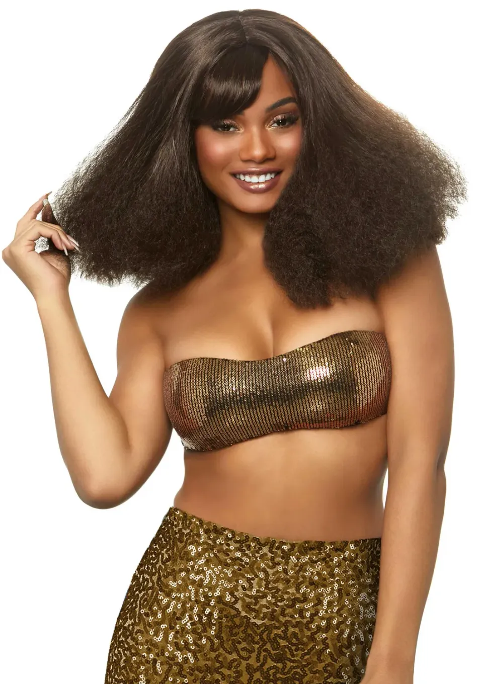 Leg Avenue Diva Disco parrucca riccia marrone anni 70
