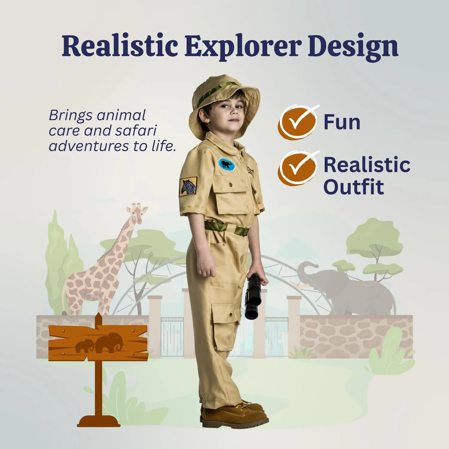 Dress Up America Costume Guardiano Zoo 1-2 Anni Tuta Cappello