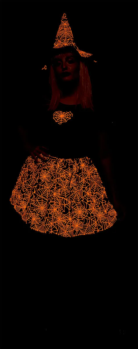 Rubies Spiderweb Neon costume strega arancione MST