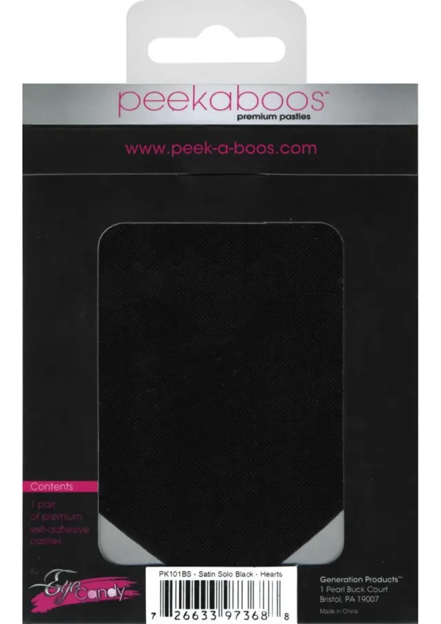 Peekaboos Pasties cuori raso nero copricapezzoli adesivi