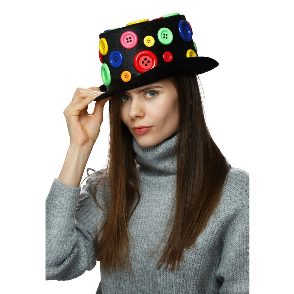 Dress Up America Cappello Cilindro Bottoni Multicolore Adulti