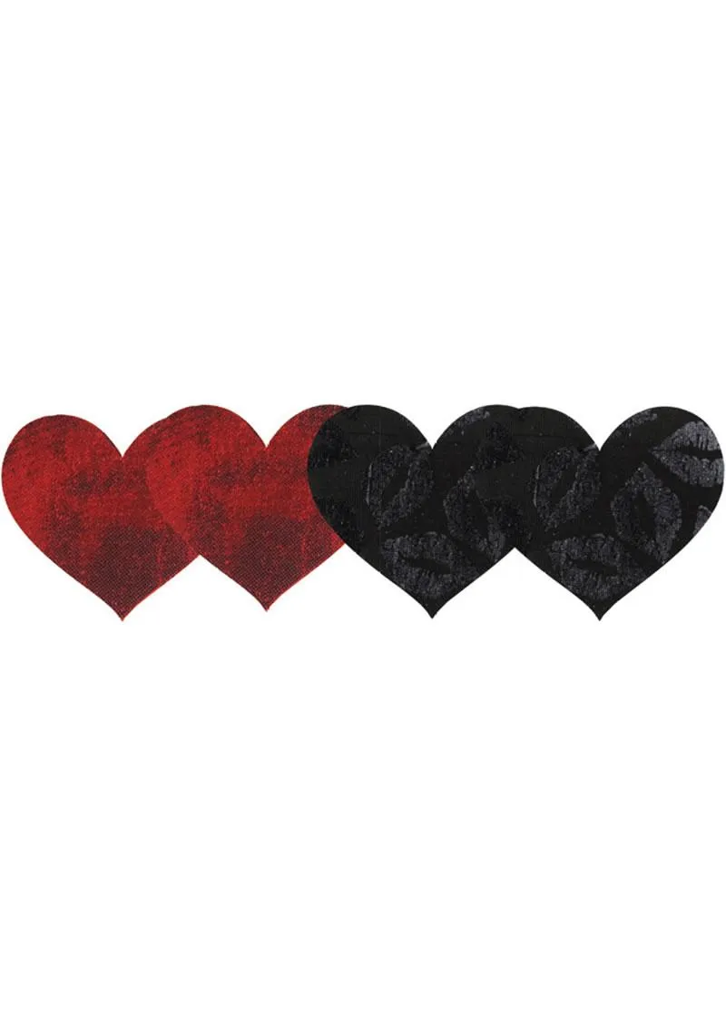 Peekaboos Stolen Kisses copricapezzoli cuori nero-rosso