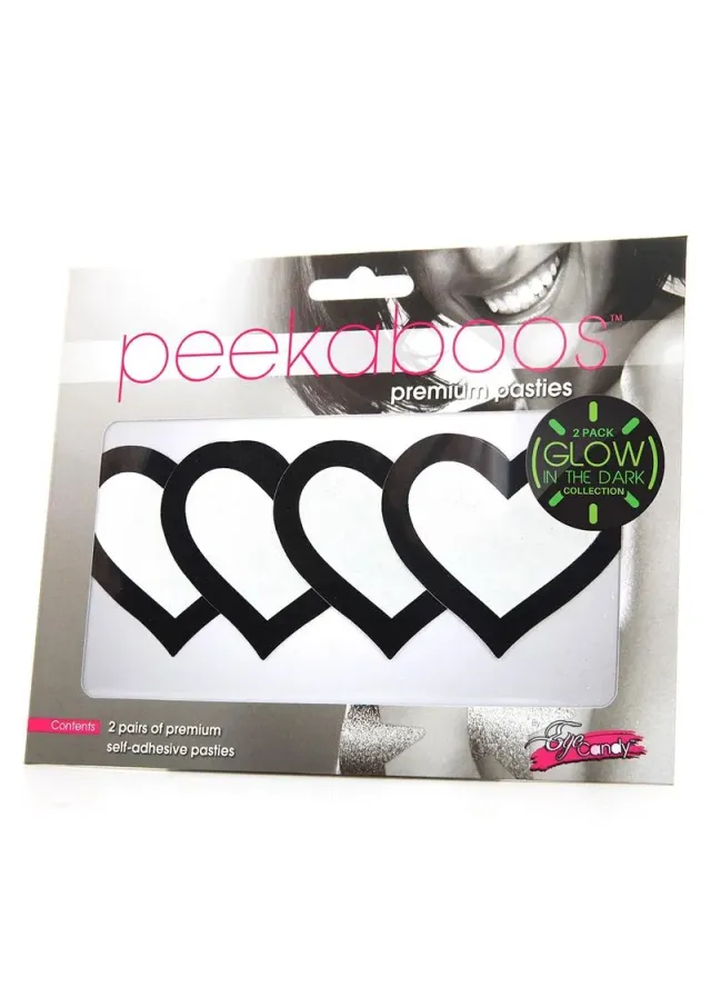Peekaboos Glow In The Dark Hearts copricapezzoli cuori fosforescenti