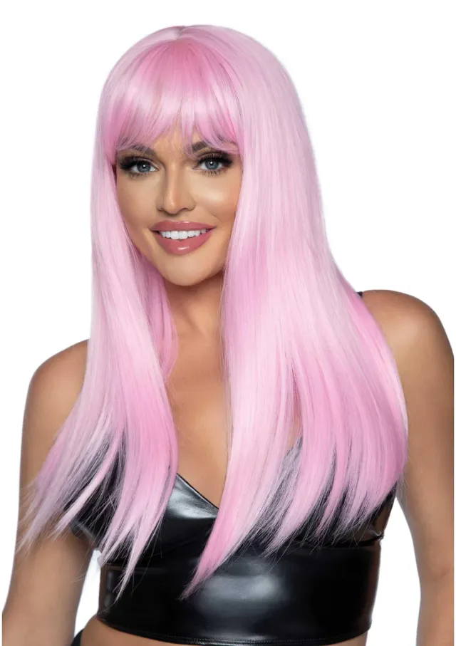 Leg Avenue Long Straight Bang parrucca rosa blu pastello O/S